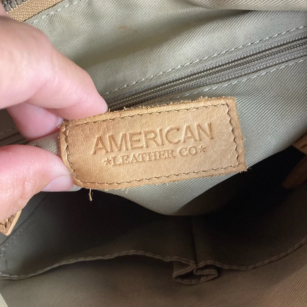 American Leather Co Beige Leather Backpack - Picture 4 of 7